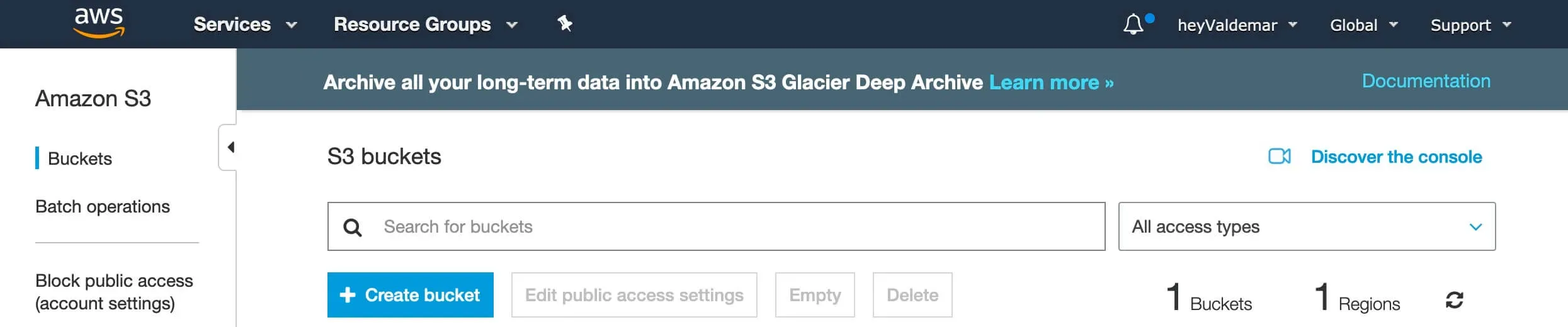 Configure Amazon S3 for Rocket.Chat File Sharing - Step 1