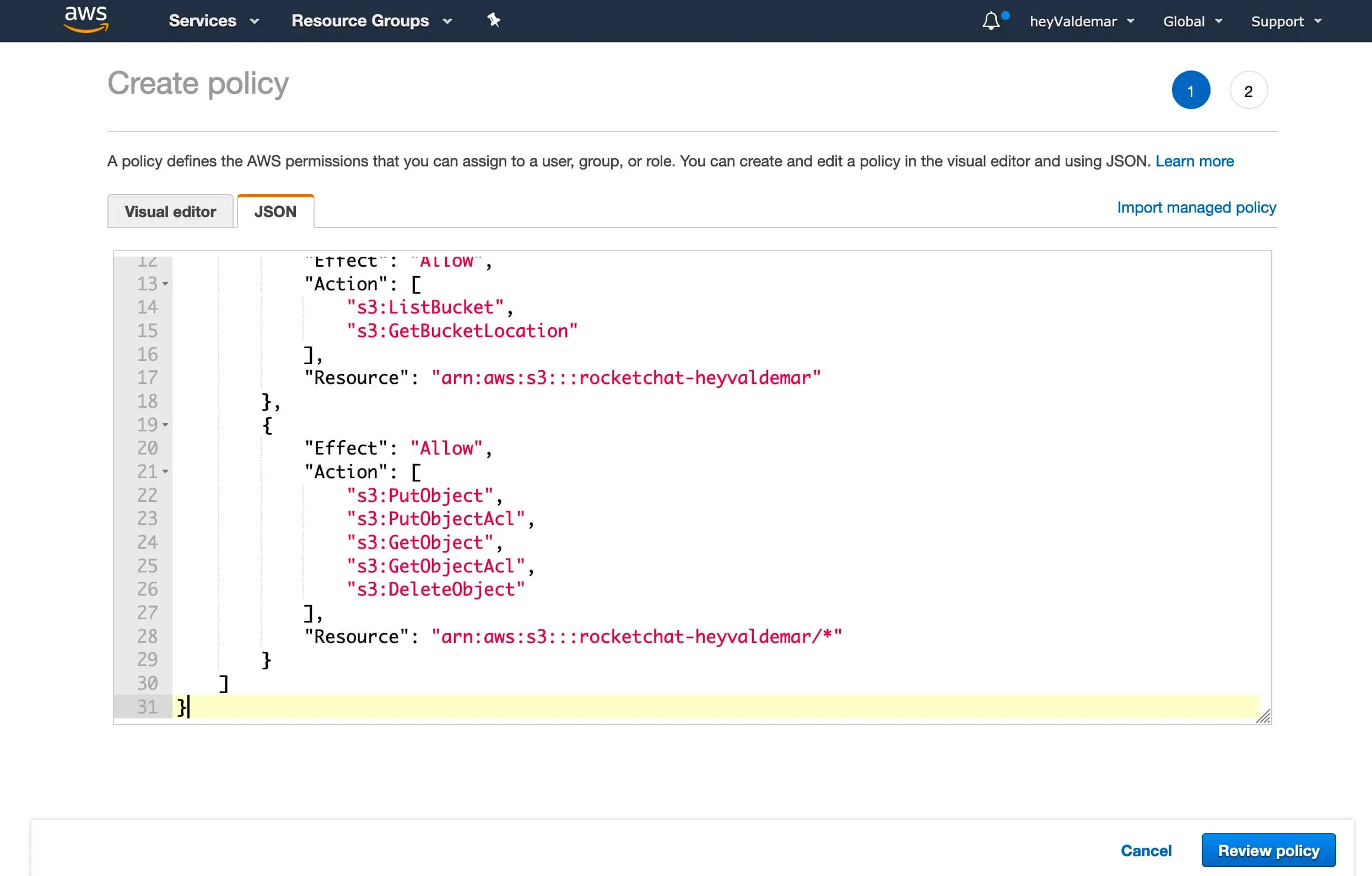 Configure Amazon S3 for Rocket.Chat File Sharing - Step 10