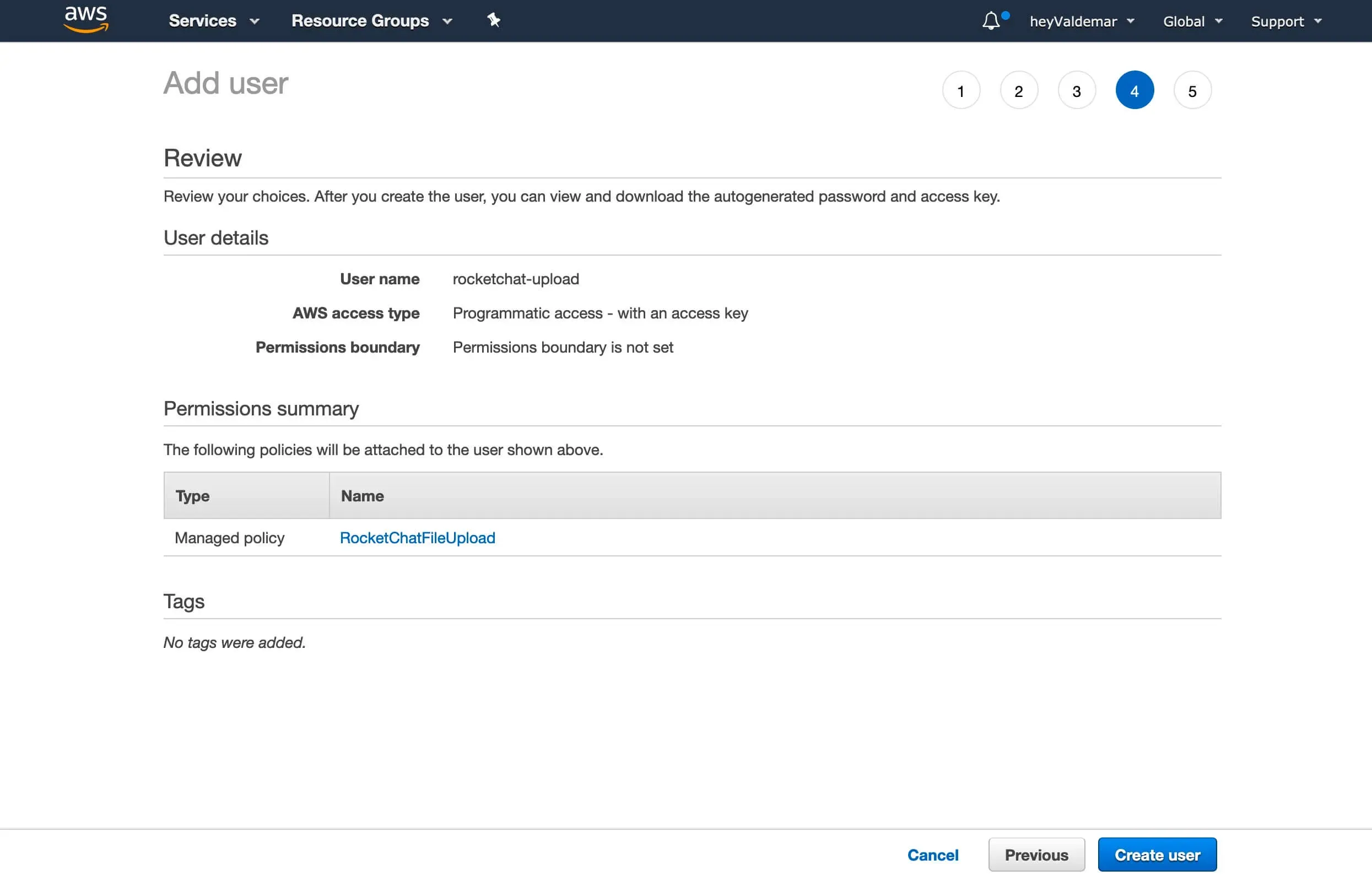 Configure Amazon S3 for Rocket.Chat File Sharing - Step 18