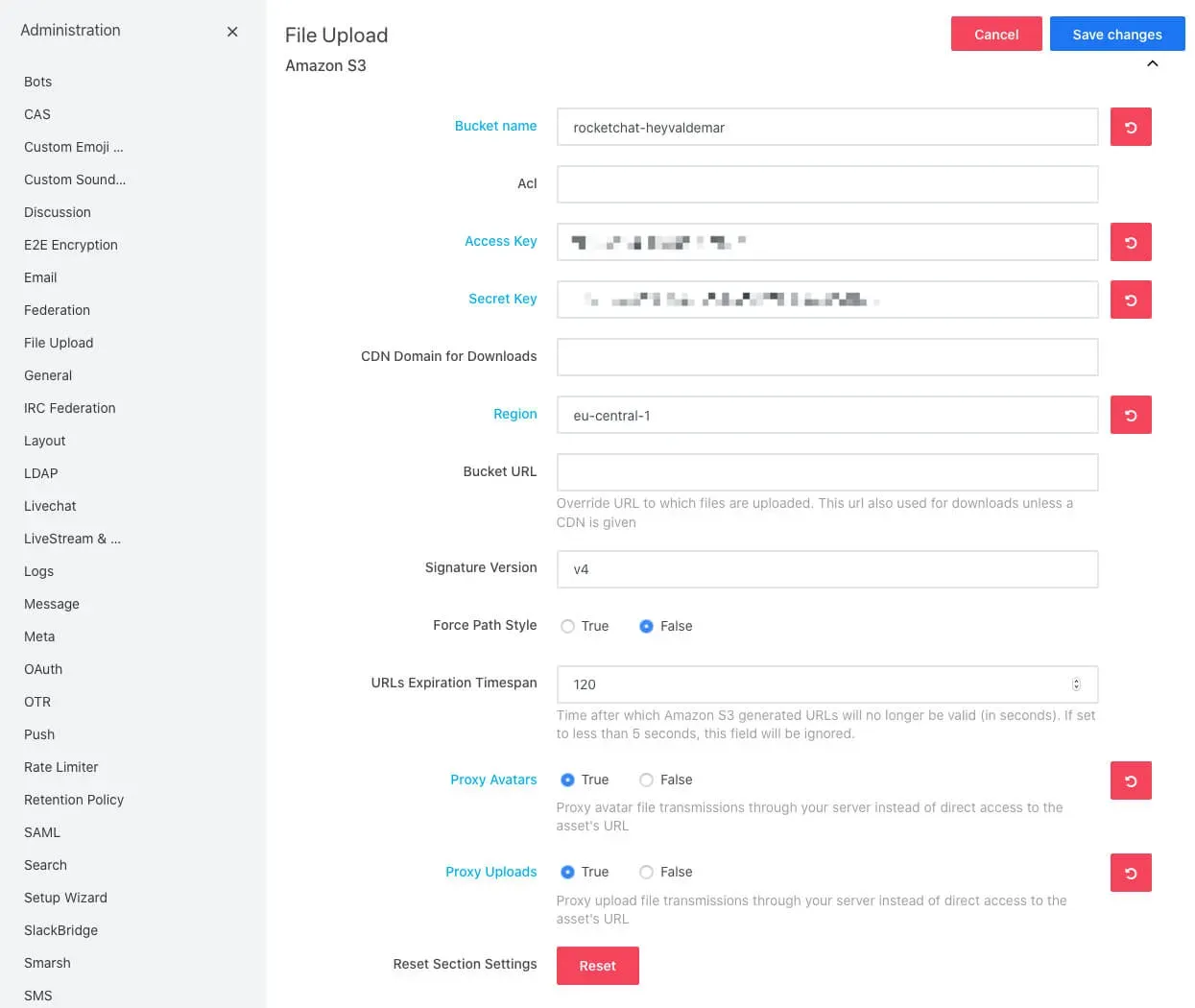 Configure Amazon S3 for Rocket.Chat File Sharing - Step 24