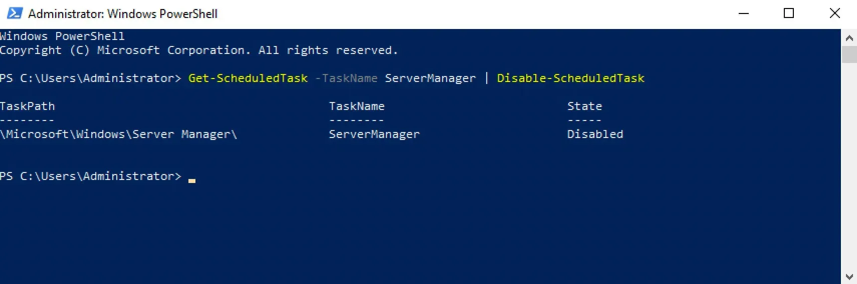 Disable Server Manager Autostart in Windows Server 2019 - Step 10