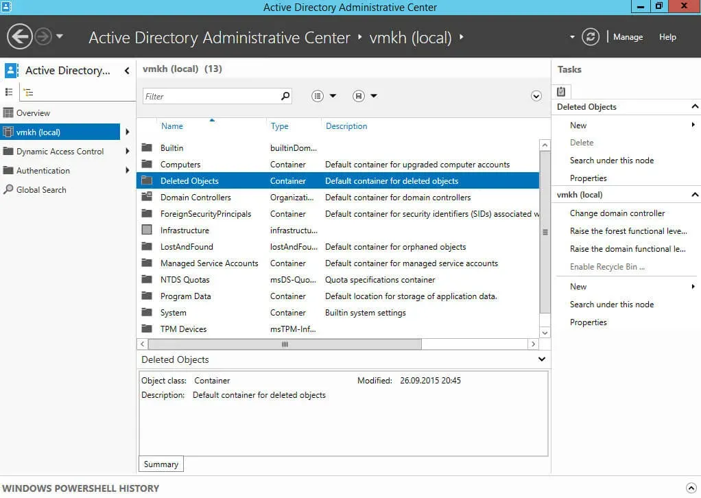 Enable the Active Directory Recycle Bin in Windows Server 2012 R2 - Step 6