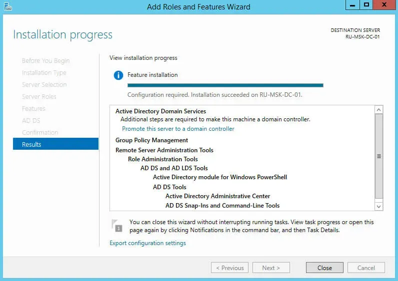 Install Active Directory Domain Services on Windows Server 2012 R2 - Step 25