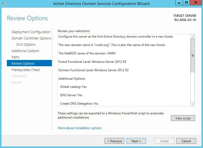 Install Active Directory Domain Services on Windows Server 2012 R2 - Step 31