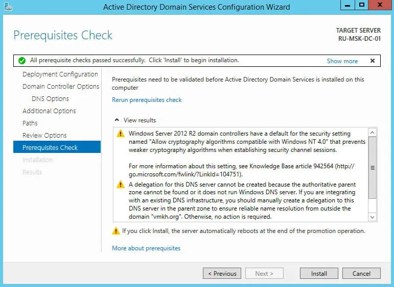 Install Active Directory Domain Services on Windows Server 2012 R2 - Step 32