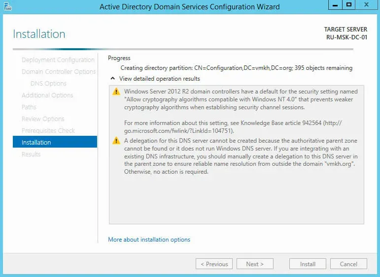 Install Active Directory Domain Services on Windows Server 2012 R2 - Step 33