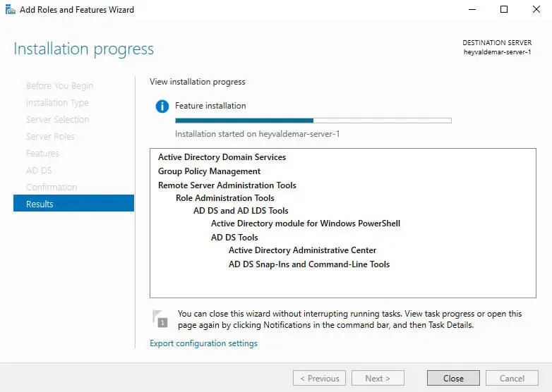 Install Active Directory Domain Services on Windows Server 2019 - Step 23