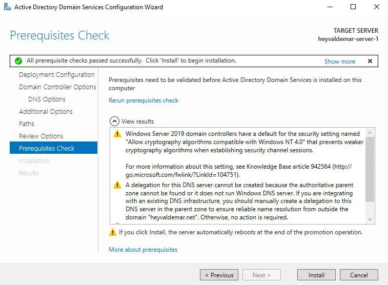 Install Active Directory Domain Services on Windows Server 2019 - Step 31