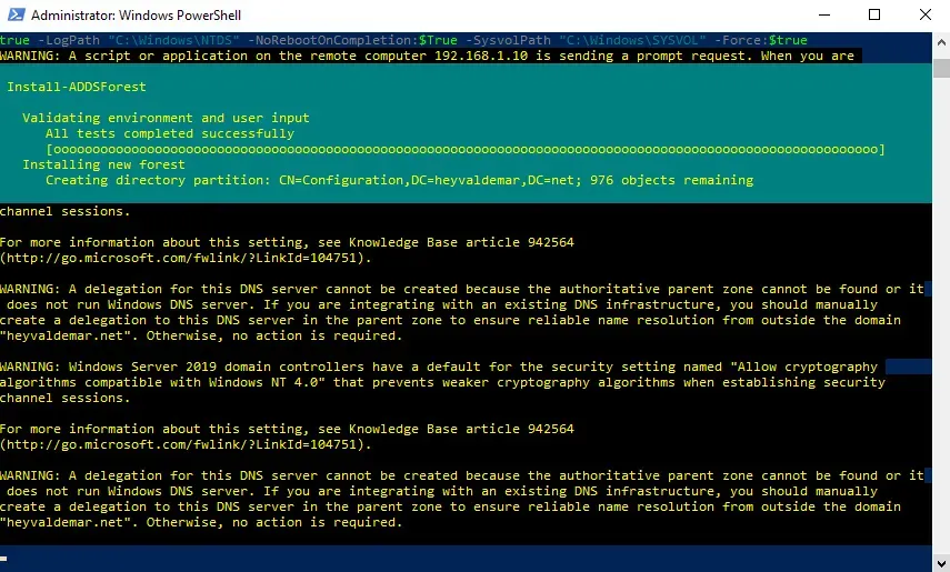 Install Active Directory Domain Services on Windows Server 2019 Server Core - Step 24