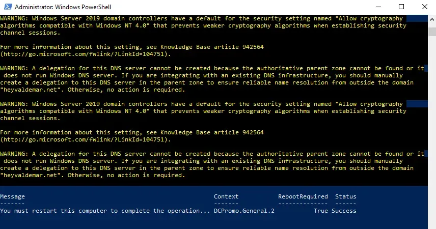 Install Active Directory Domain Services on Windows Server 2019 Server Core - Step 25