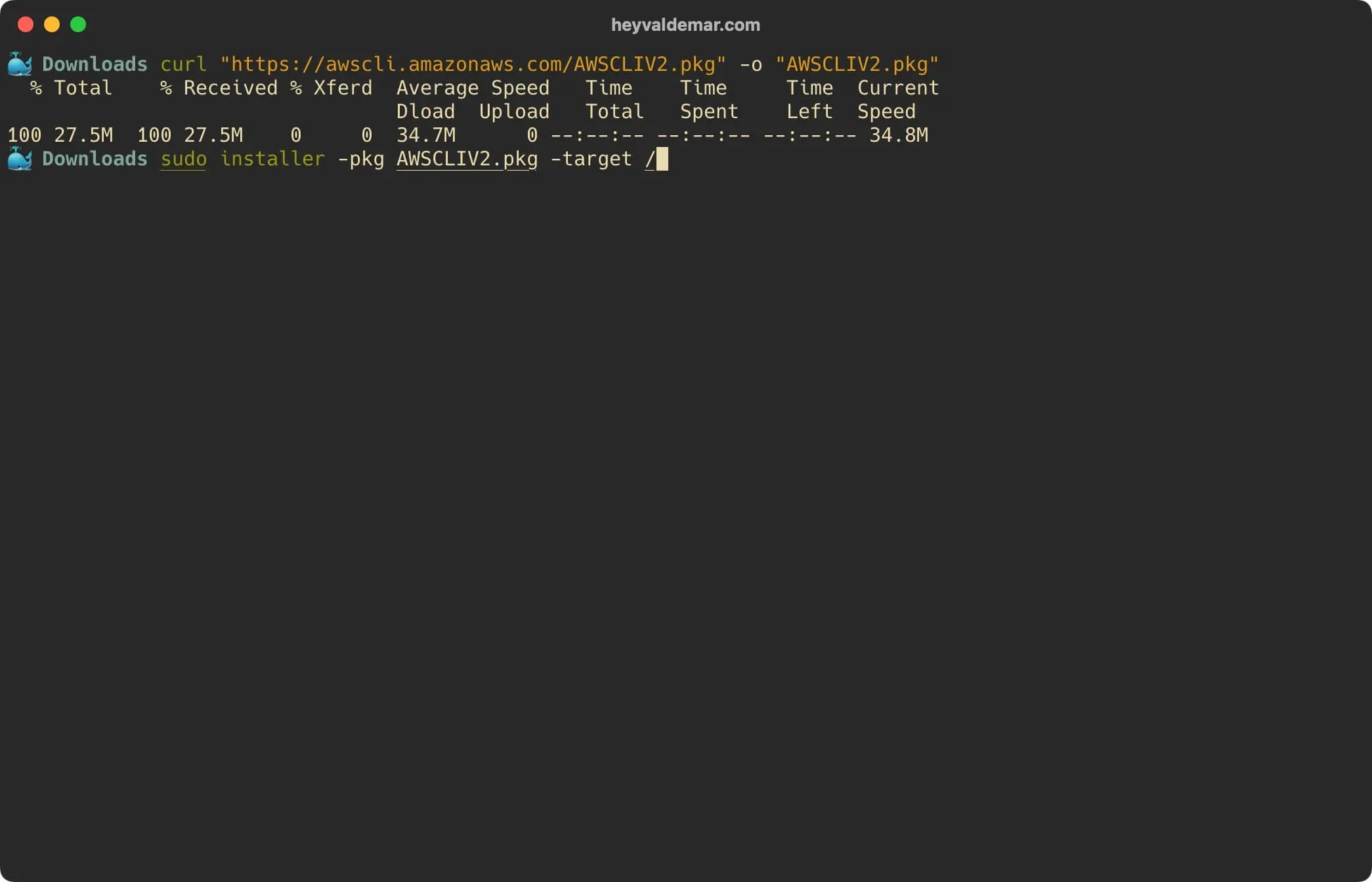 Install AWS CLI on macOS - Step 2
