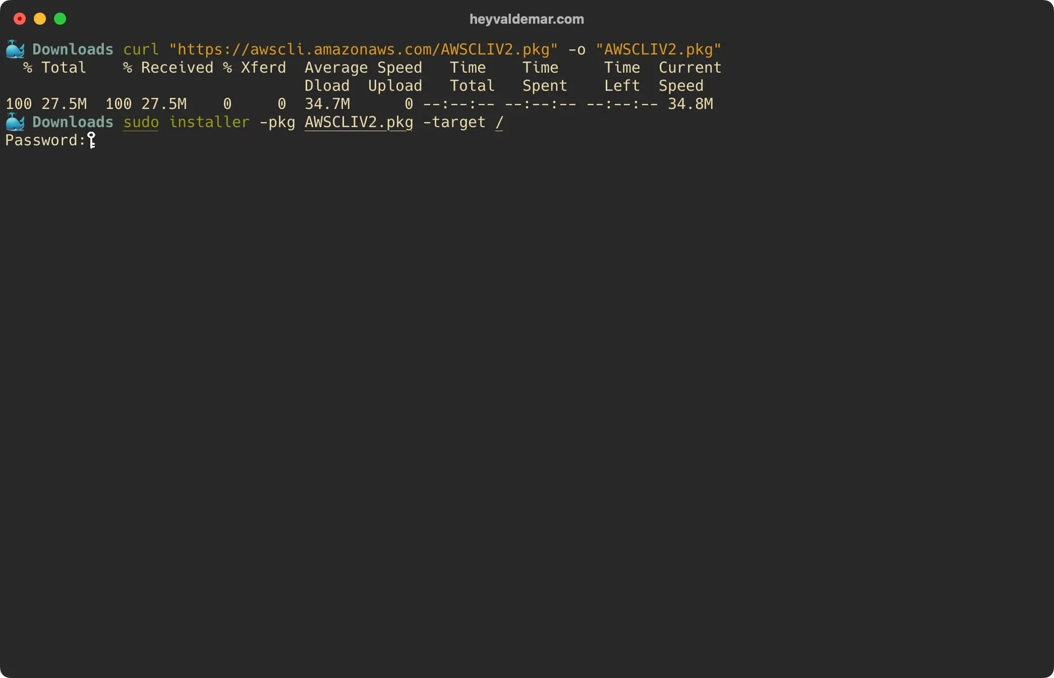 Install AWS CLI on macOS - Step 3