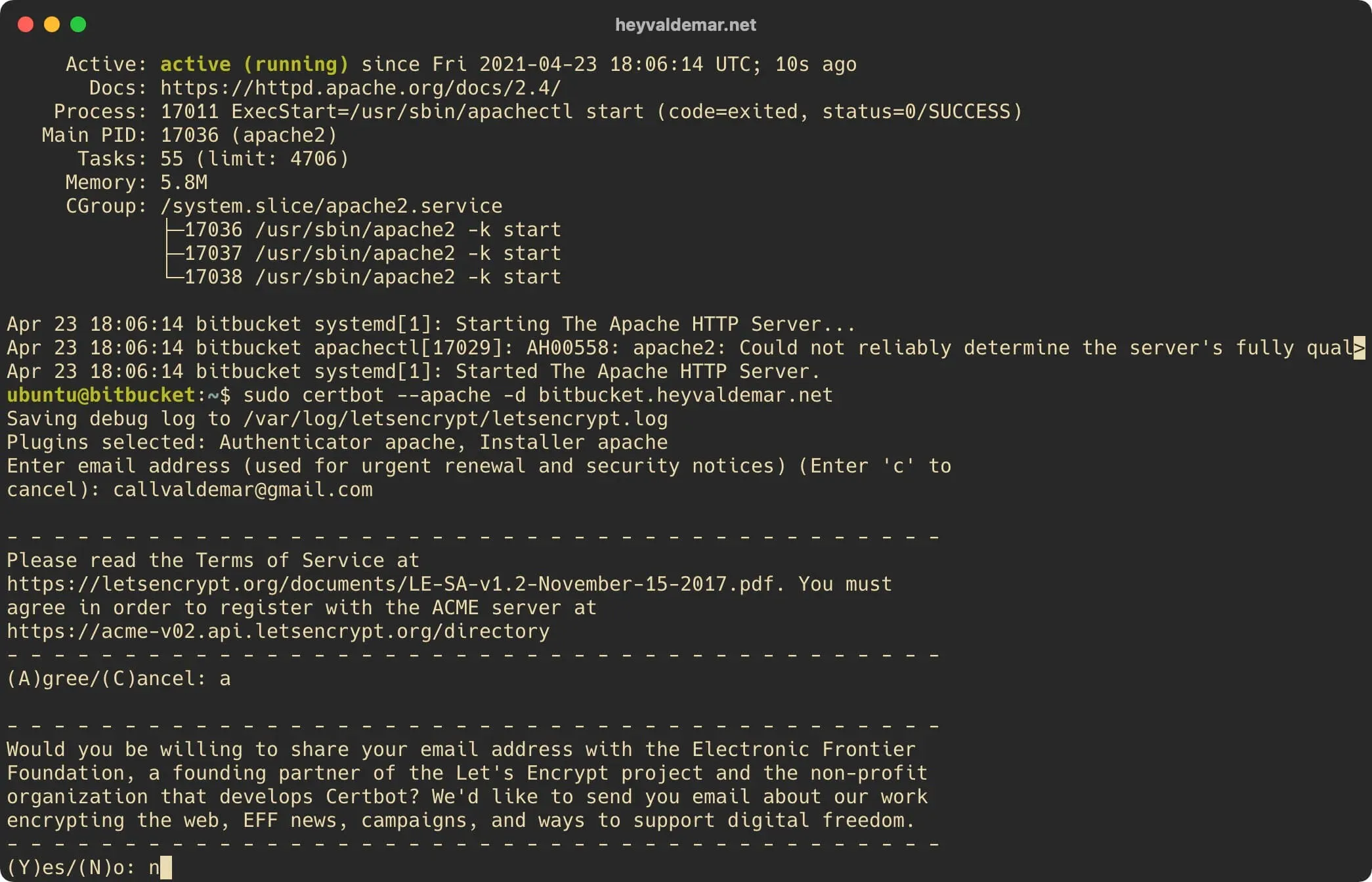 Install Bitbucket on Ubuntu Server - Step 20