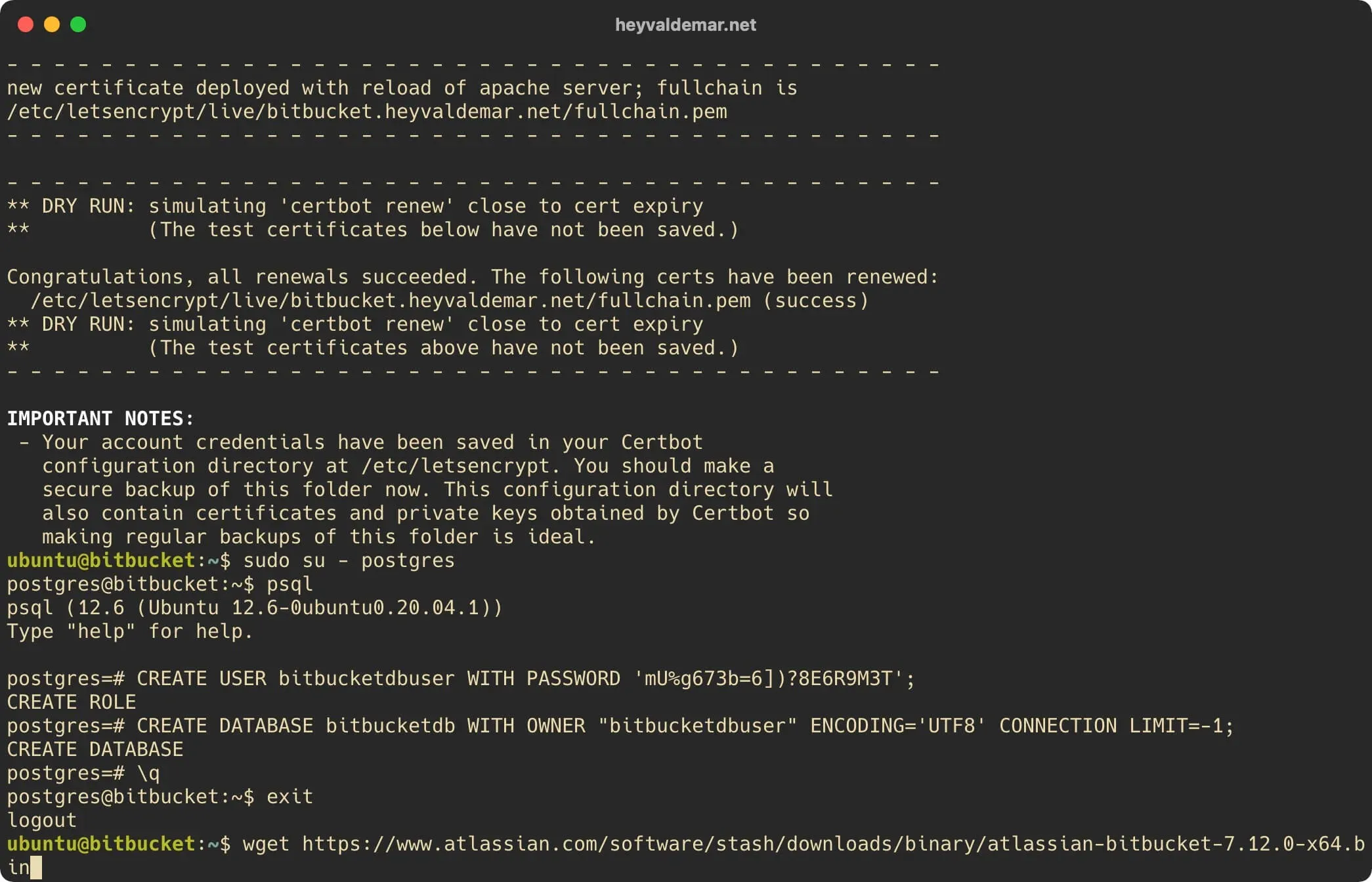 Install Bitbucket on Ubuntu Server - Step 29