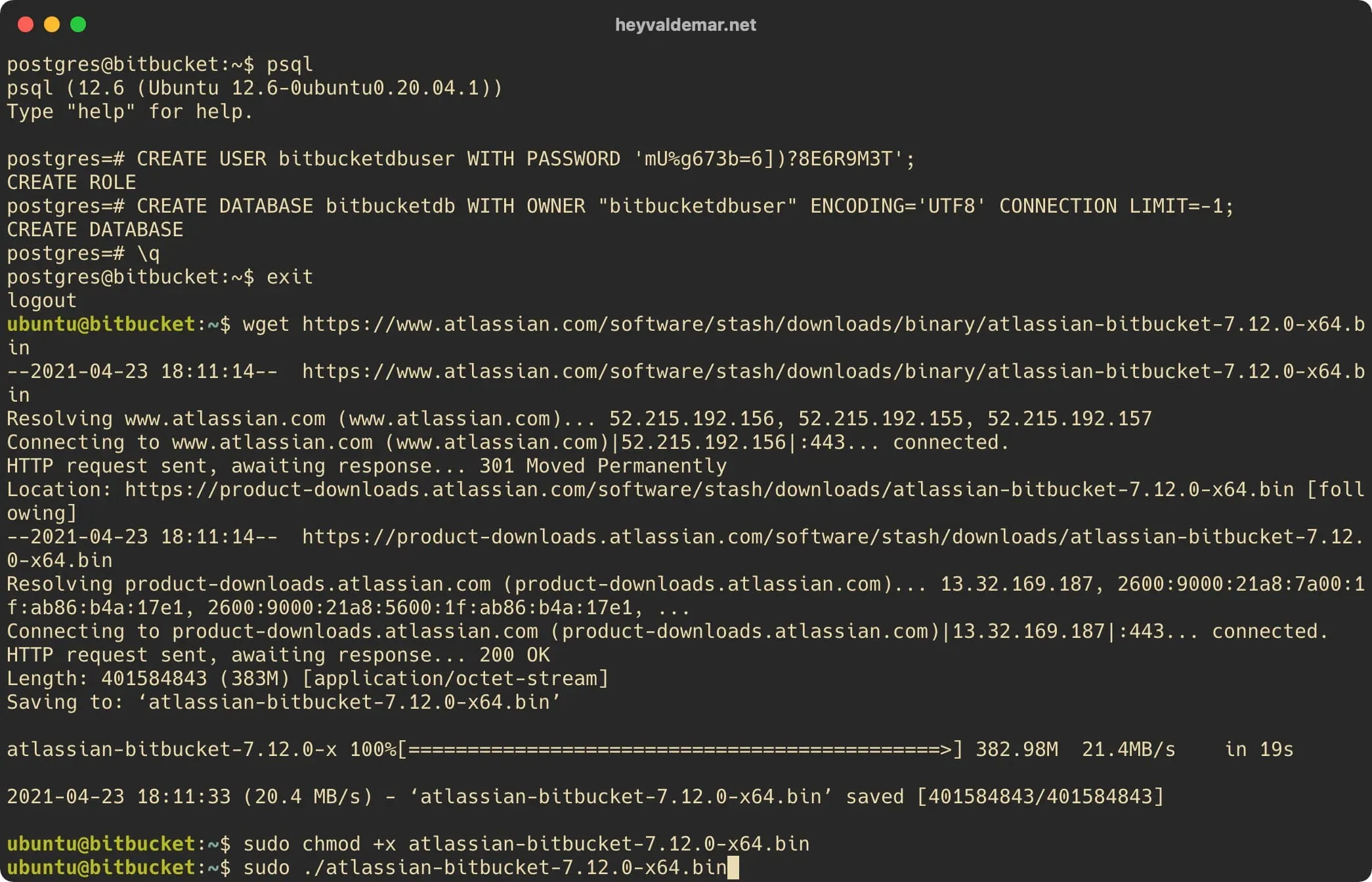 Install Bitbucket on Ubuntu Server - Step 31