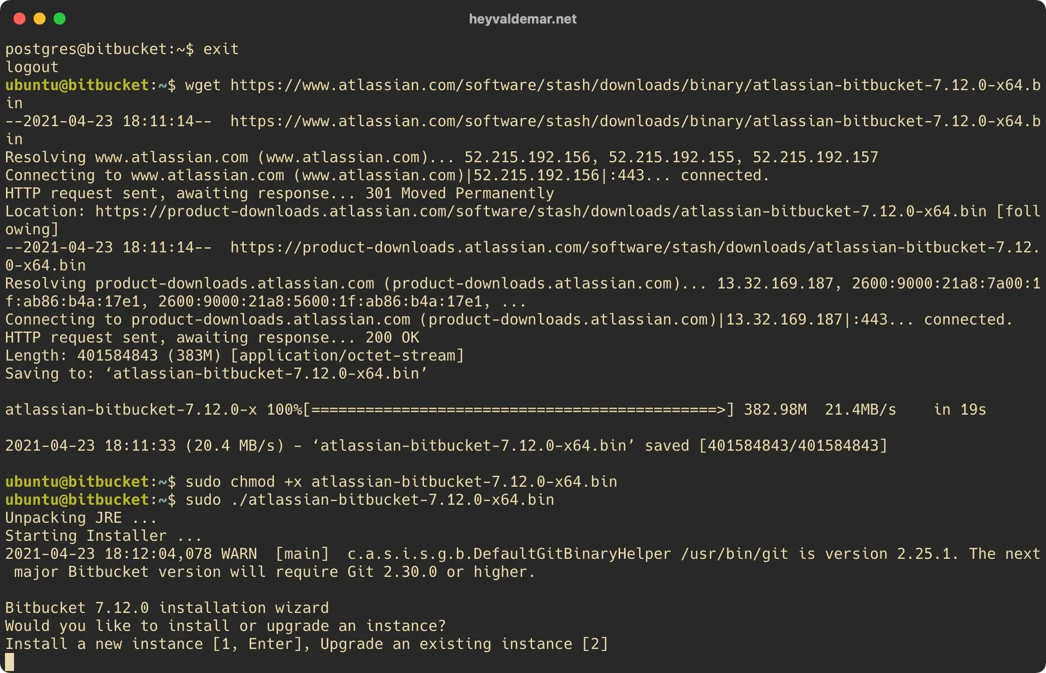 Install Bitbucket on Ubuntu Server - Step 32