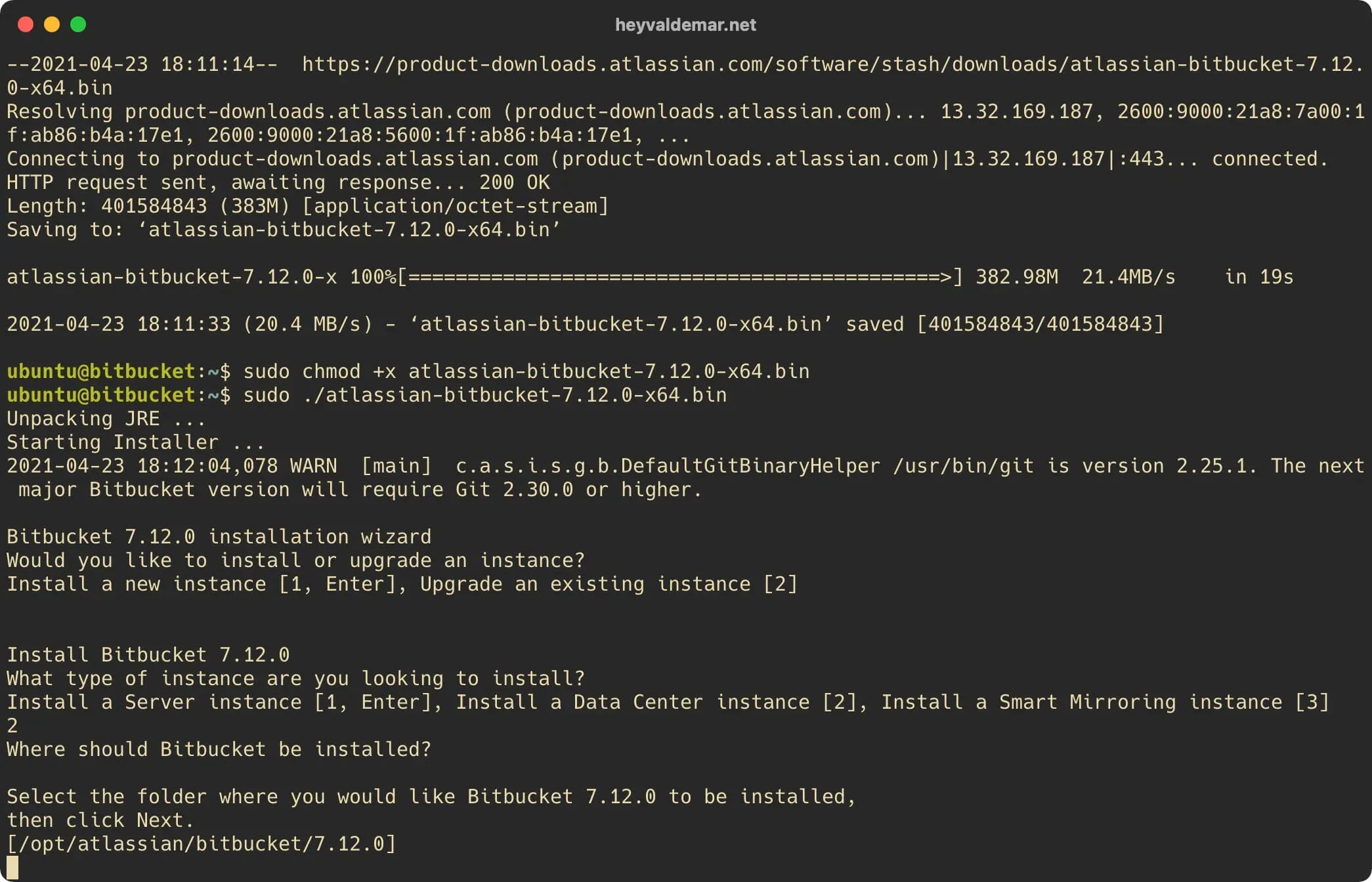 Install Bitbucket on Ubuntu Server - Step 34