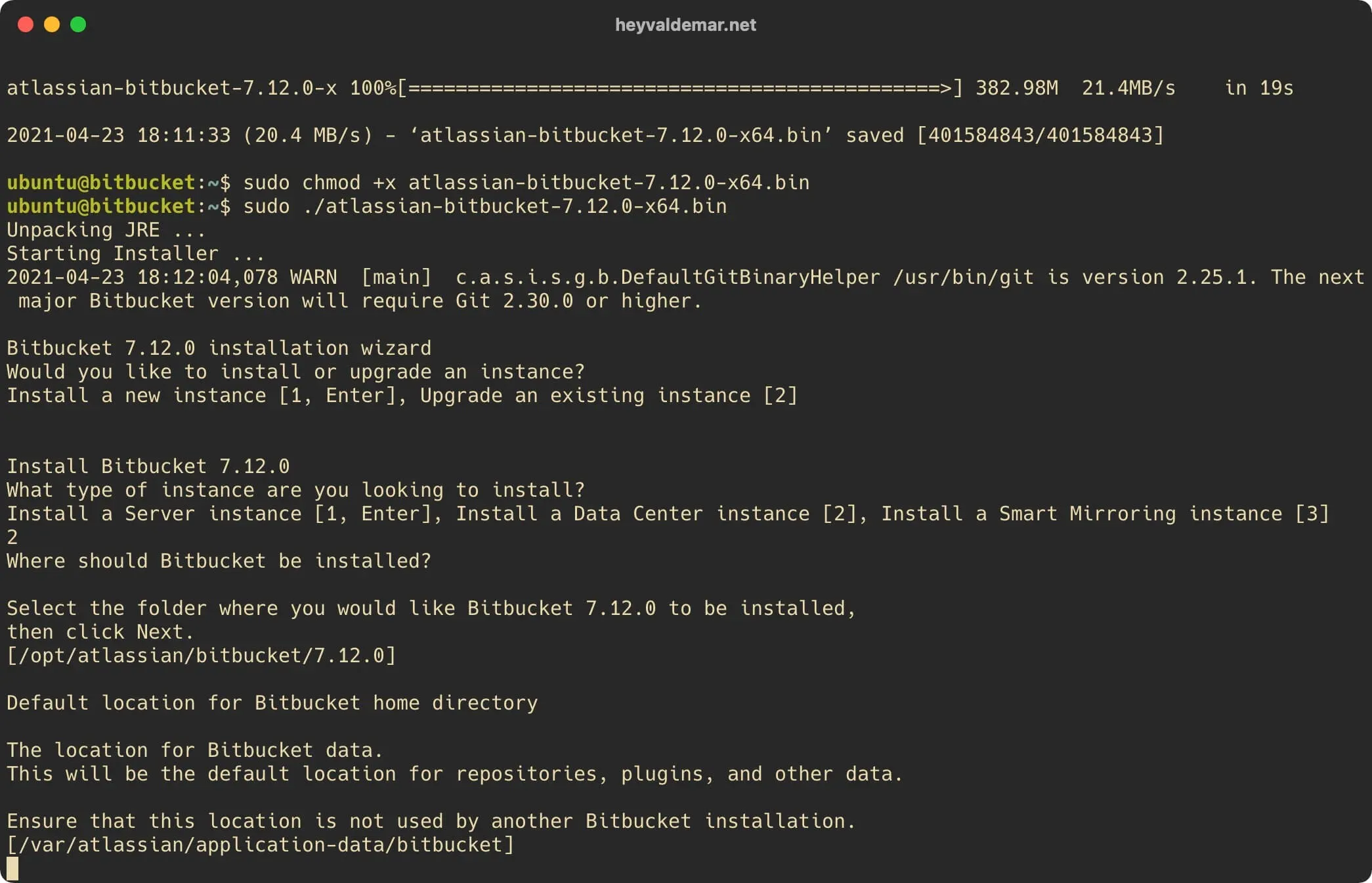Install Bitbucket on Ubuntu Server - Step 35