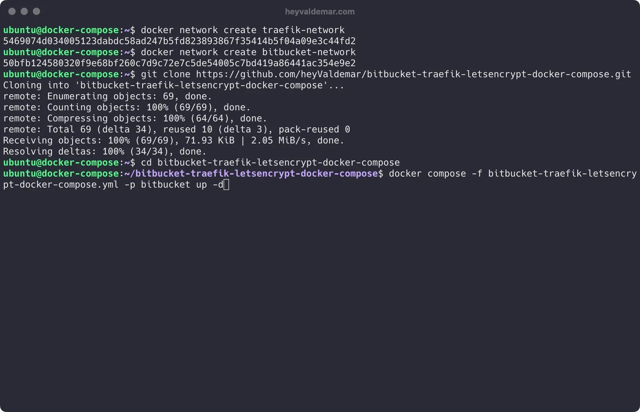 Install Bitbucket Using Docker Compose - Step 5