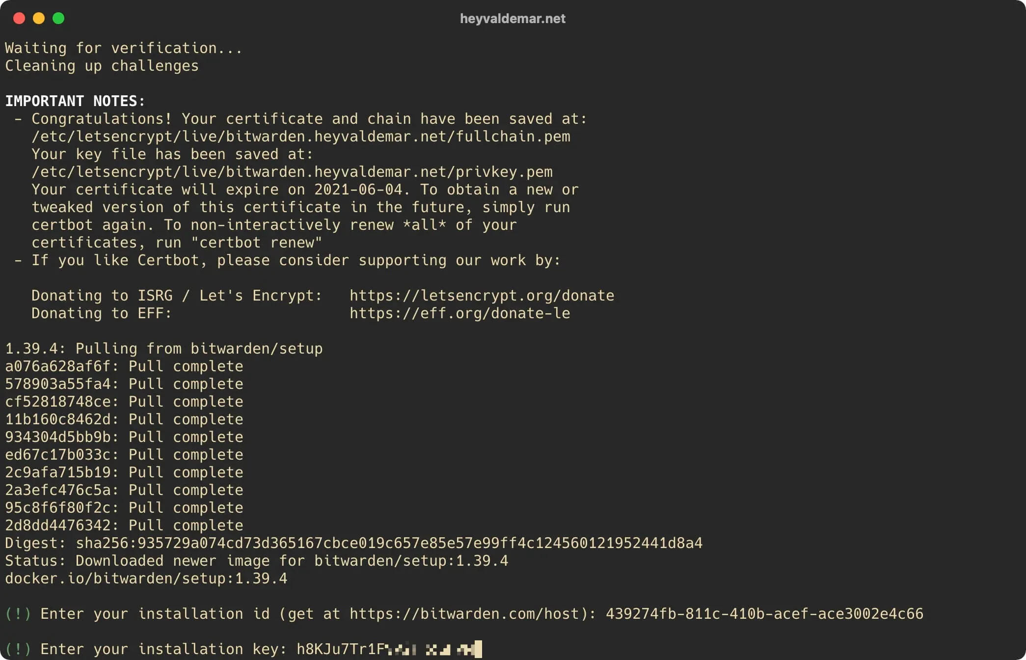 Install Bitwarden on Ubuntu Server 20.04 LTS - Step 10