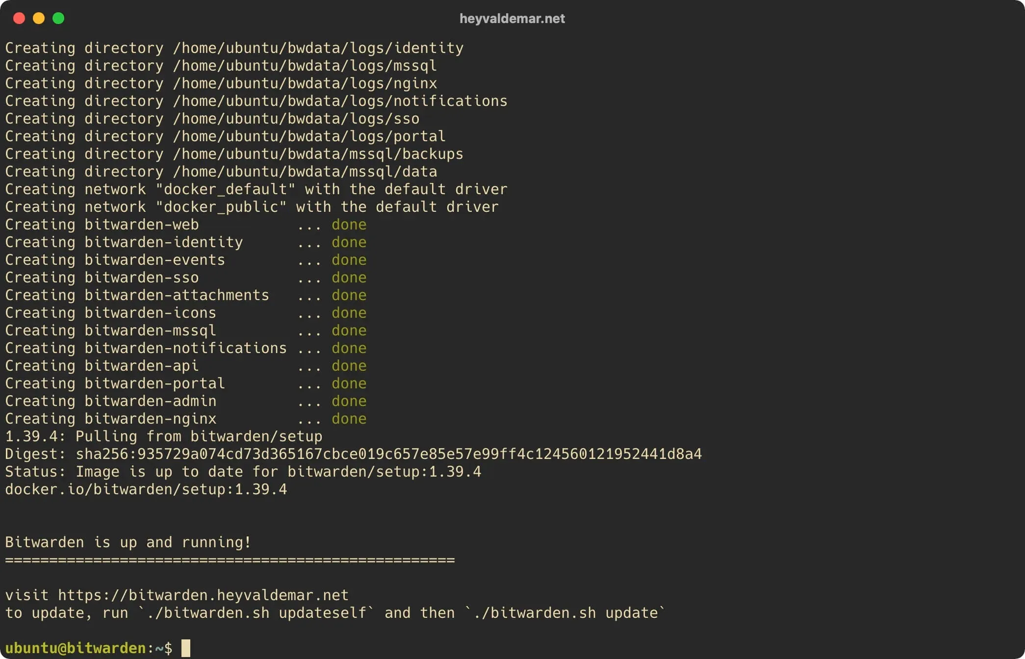 Install Bitwarden on Ubuntu Server 20.04 LTS - Step 12