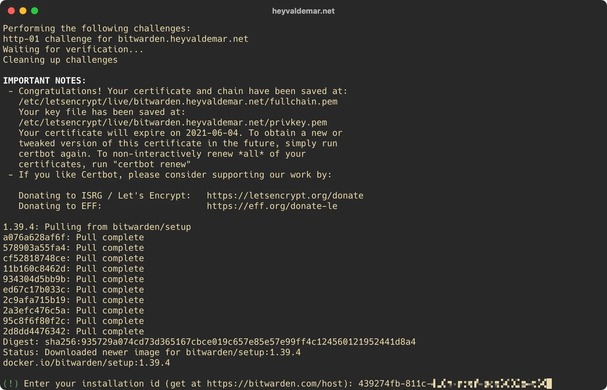 Install Bitwarden on Ubuntu Server 20.04 LTS - Step 9