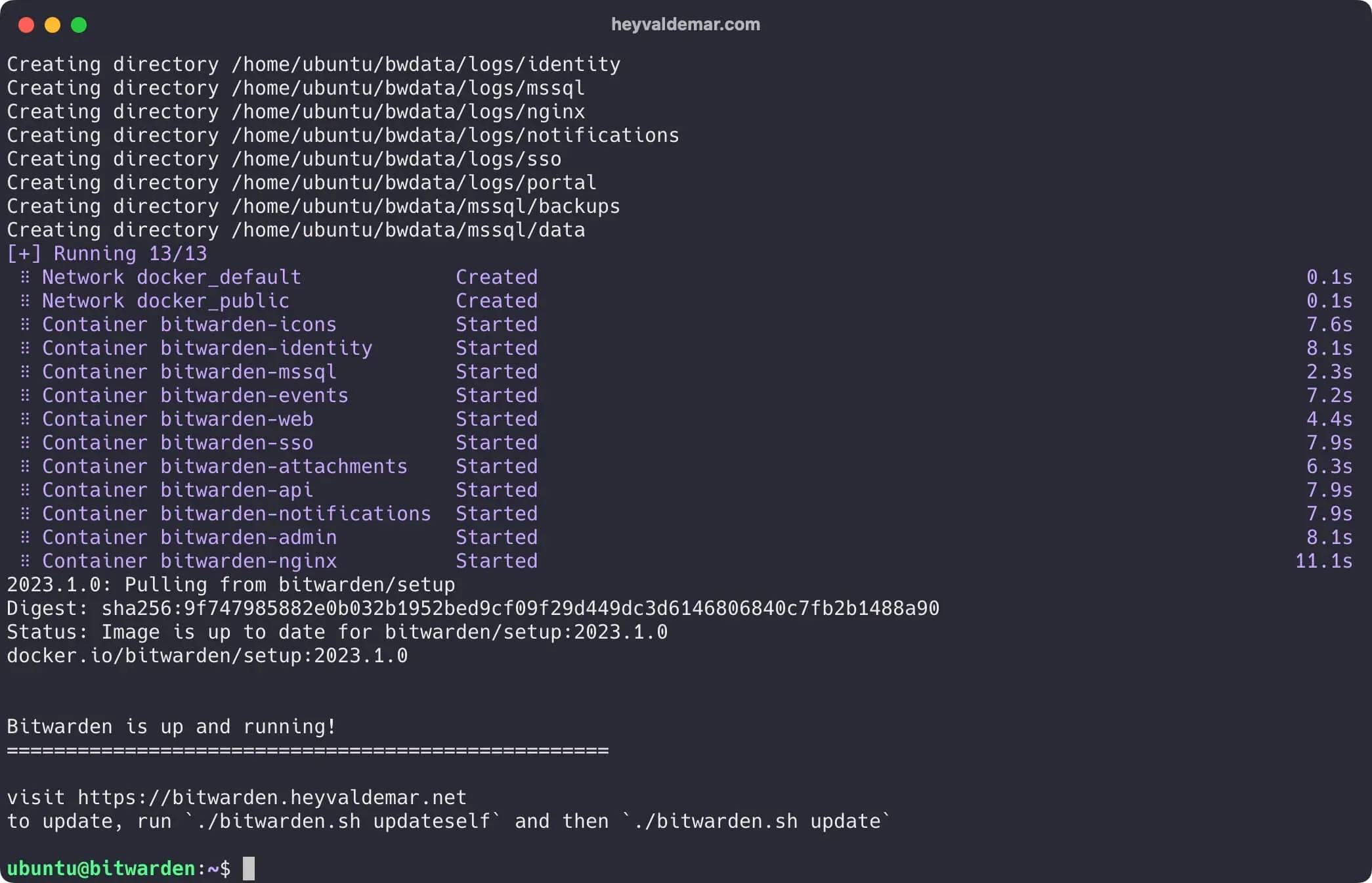Install Bitwarden on Ubuntu Server 22.04 LTS - Step 13
