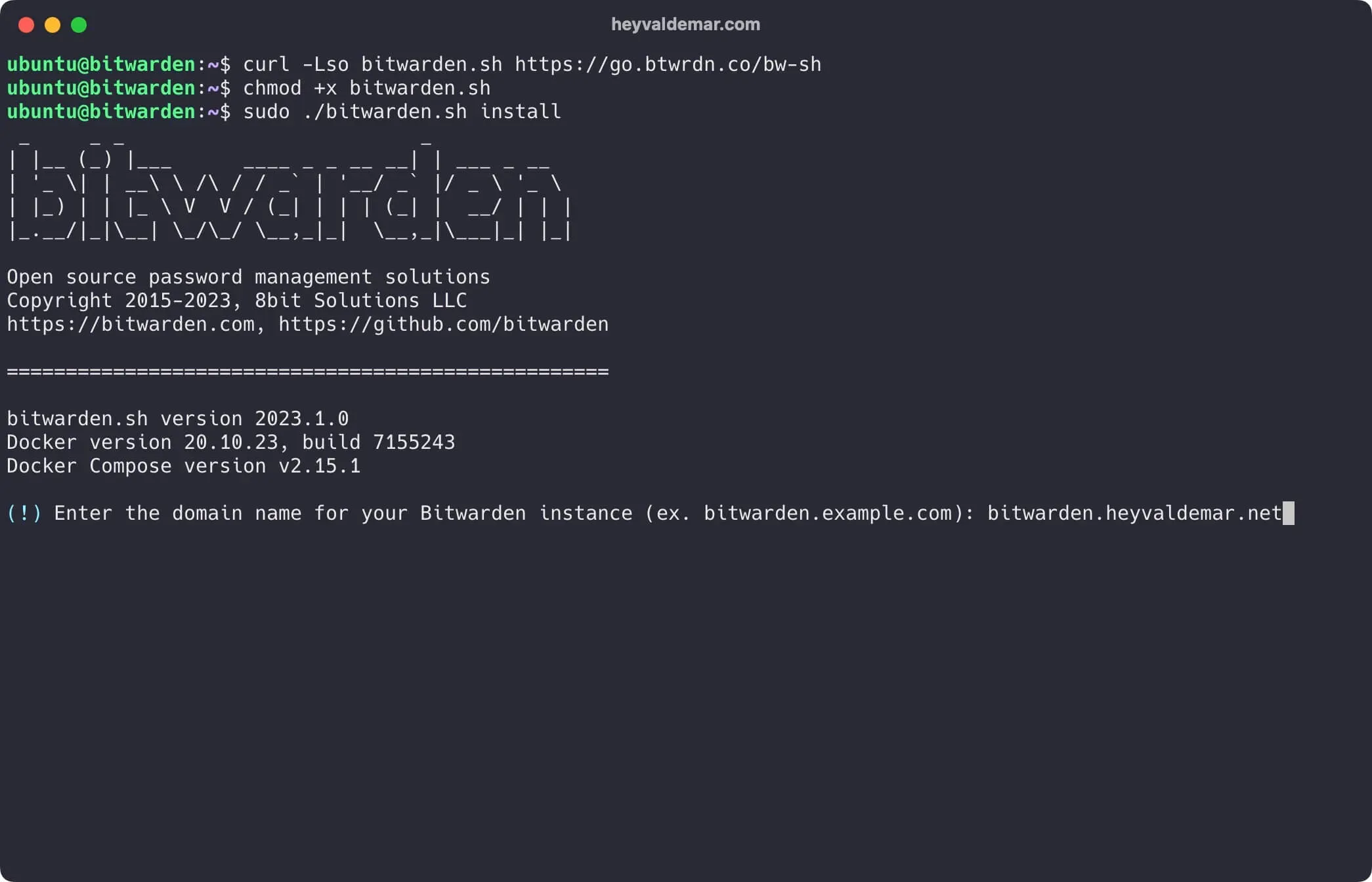 Install Bitwarden on Ubuntu Server 22.04 LTS - Step 6