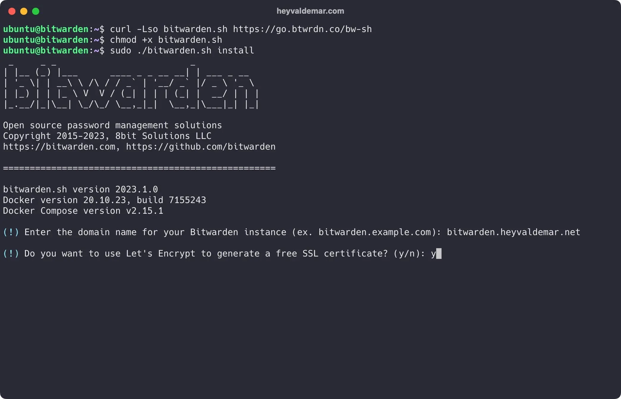 Install Bitwarden on Ubuntu Server 22.04 LTS - Step 7