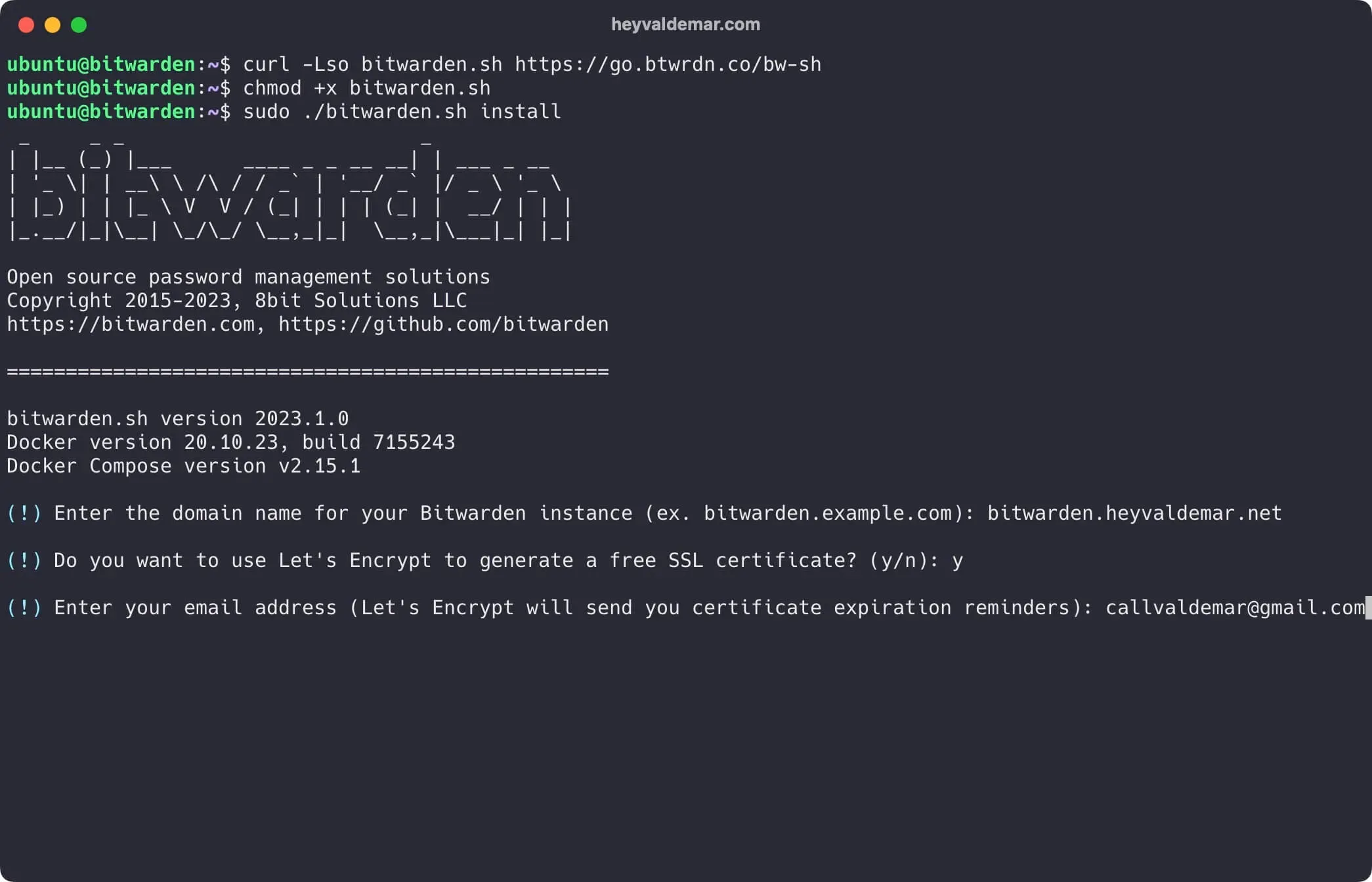 Install Bitwarden on Ubuntu Server 22.04 LTS - Step 8