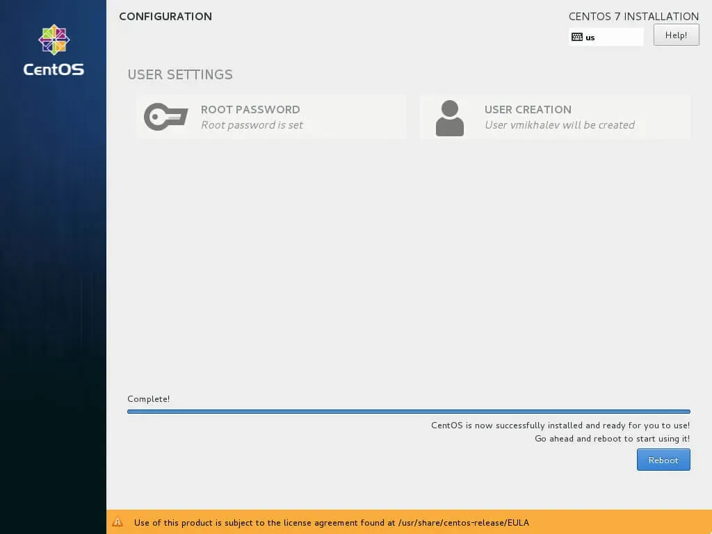 Install CentOS 7 Minimal - Step 19