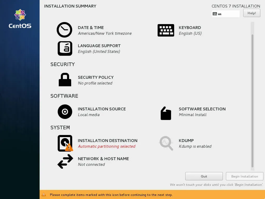 Install CentOS 7 Minimal - Step 3