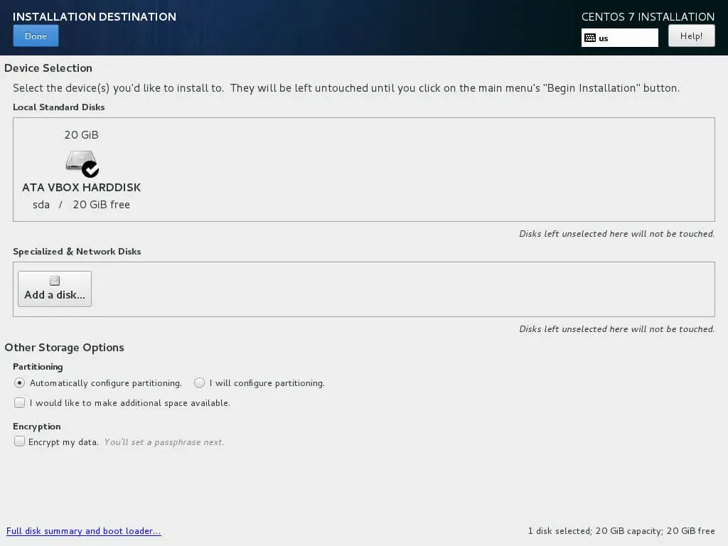 Install CentOS 7 Minimal - Step 7