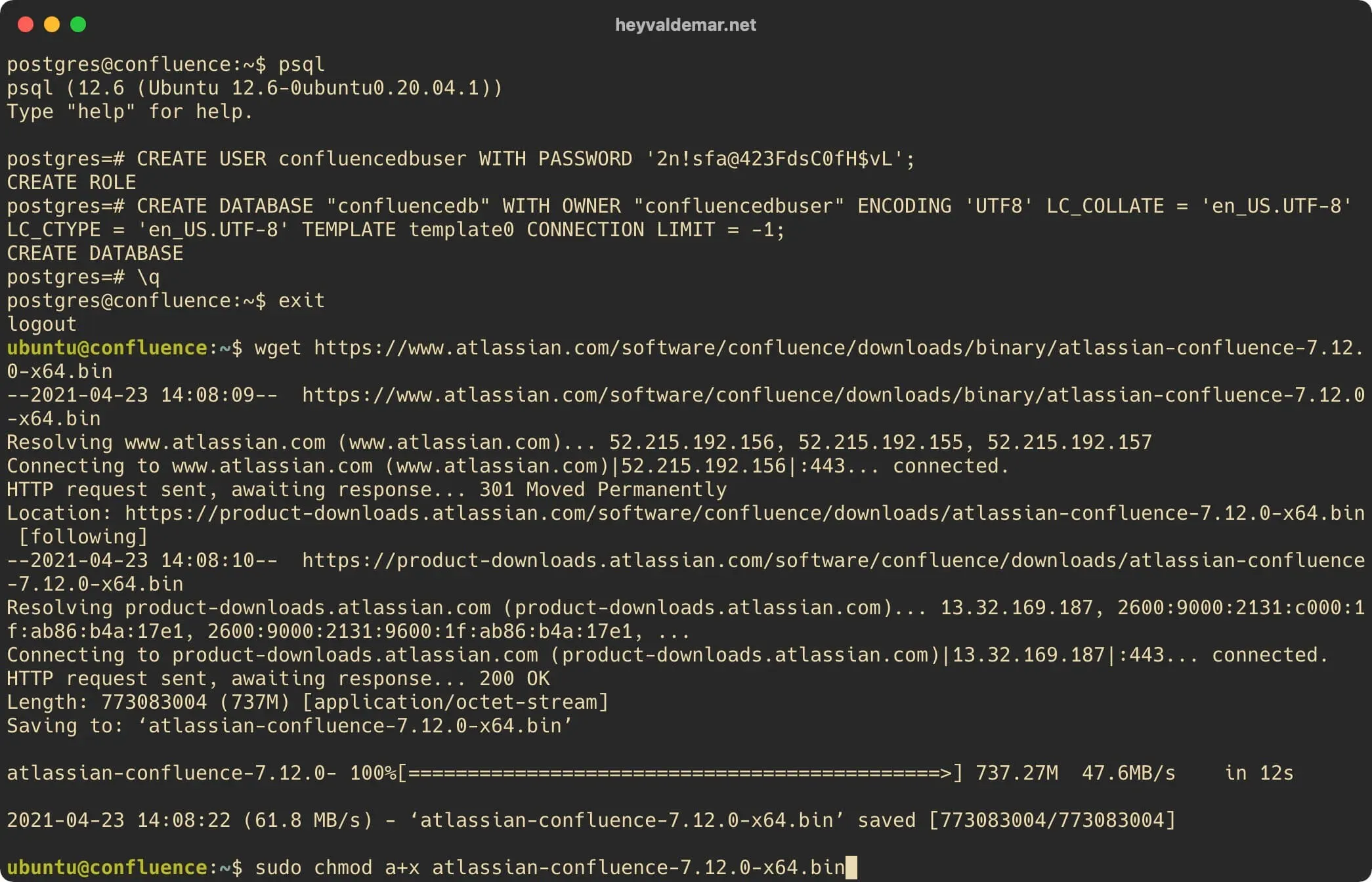 Install Confluence on Ubuntu Server - Step 30