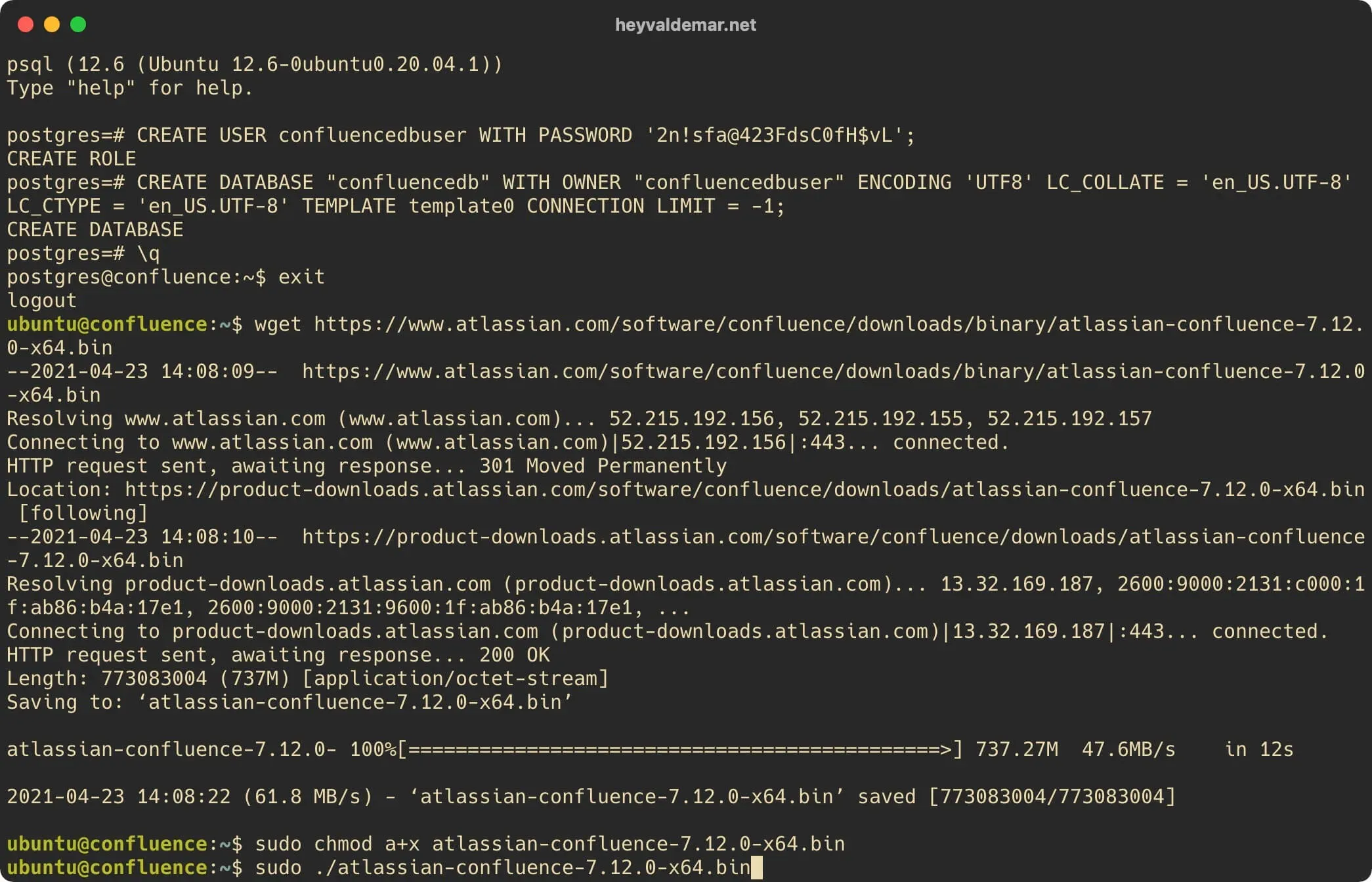 Install Confluence on Ubuntu Server - Step 31