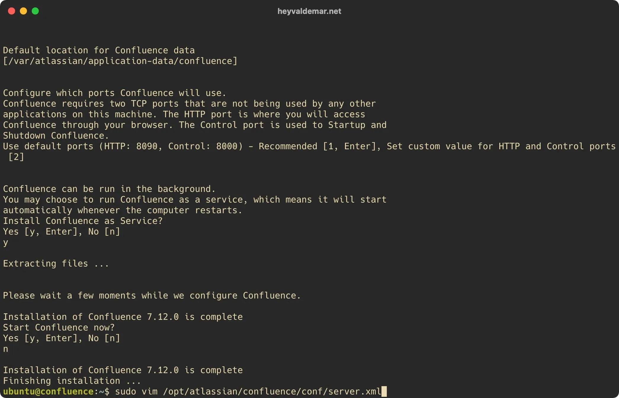 Install Confluence on Ubuntu Server - Step 39