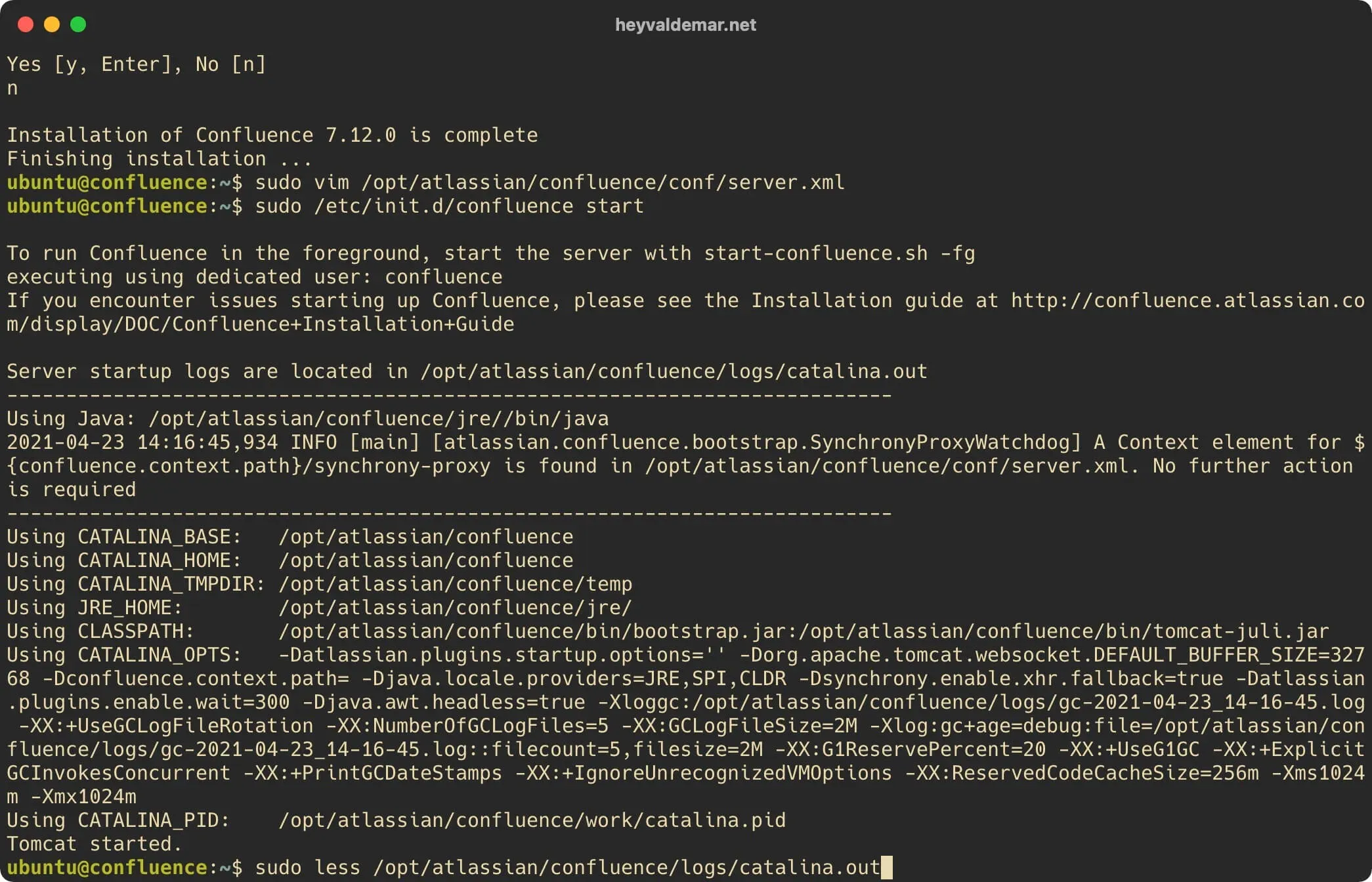 Install Confluence on Ubuntu Server - Step 44