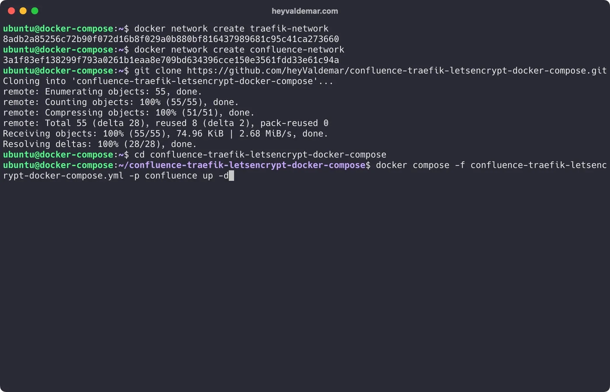 Install Confluence Using Docker Compose - Step 5