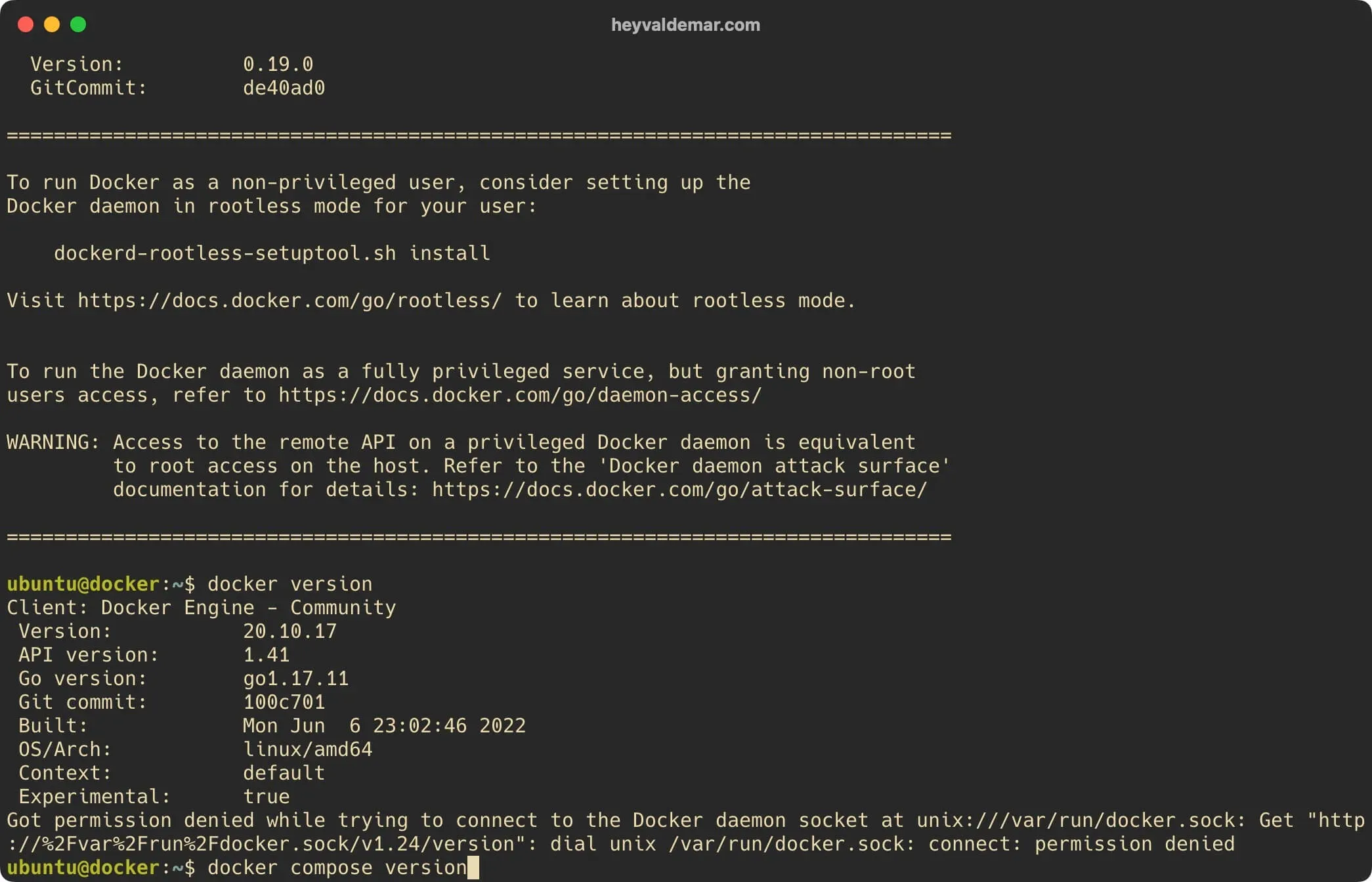 Install Docker Engine and Docker Compose on Ubuntu Server - Step 4