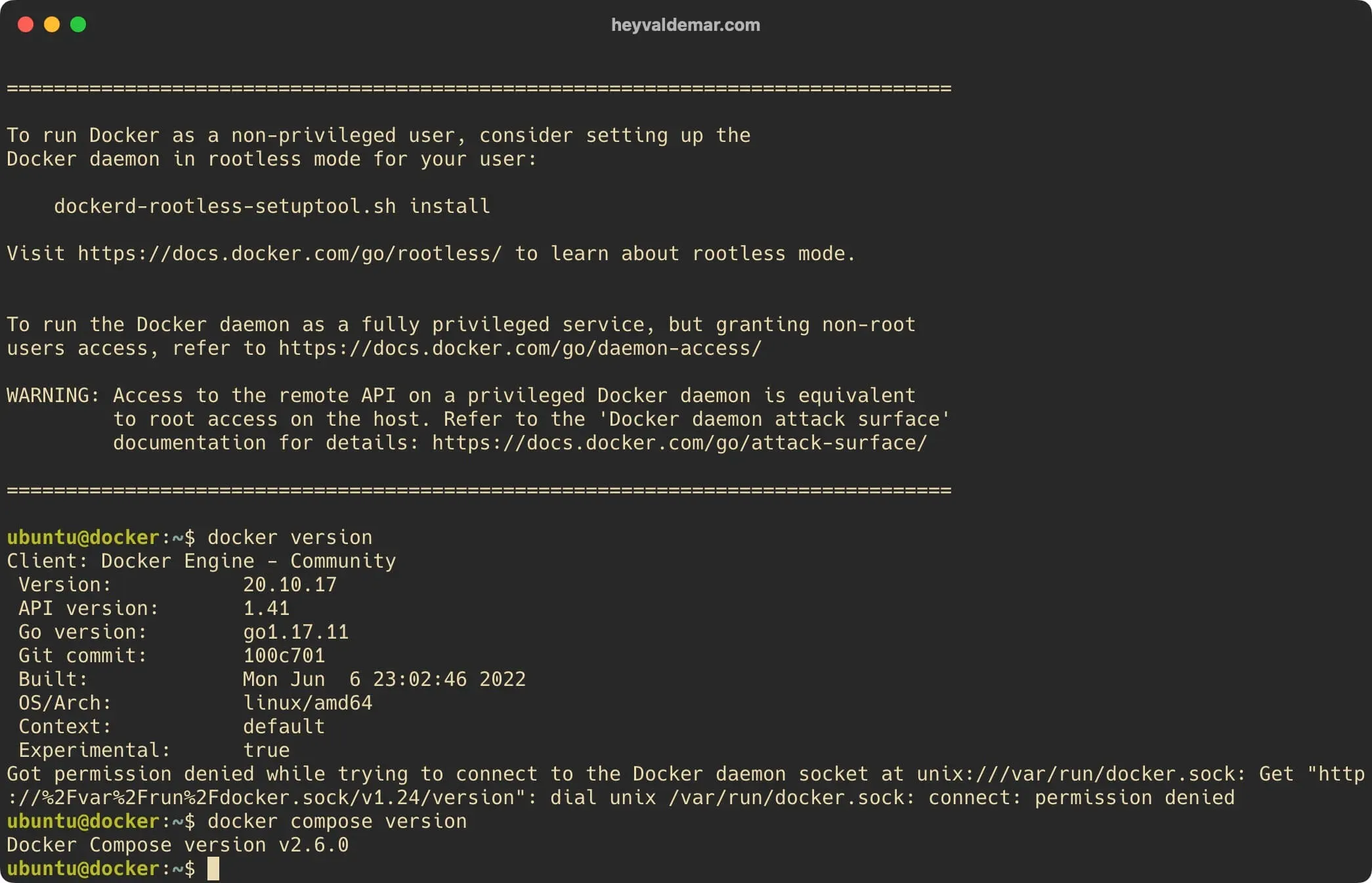 Install Docker Engine and Docker Compose on Ubuntu Server - Step 5