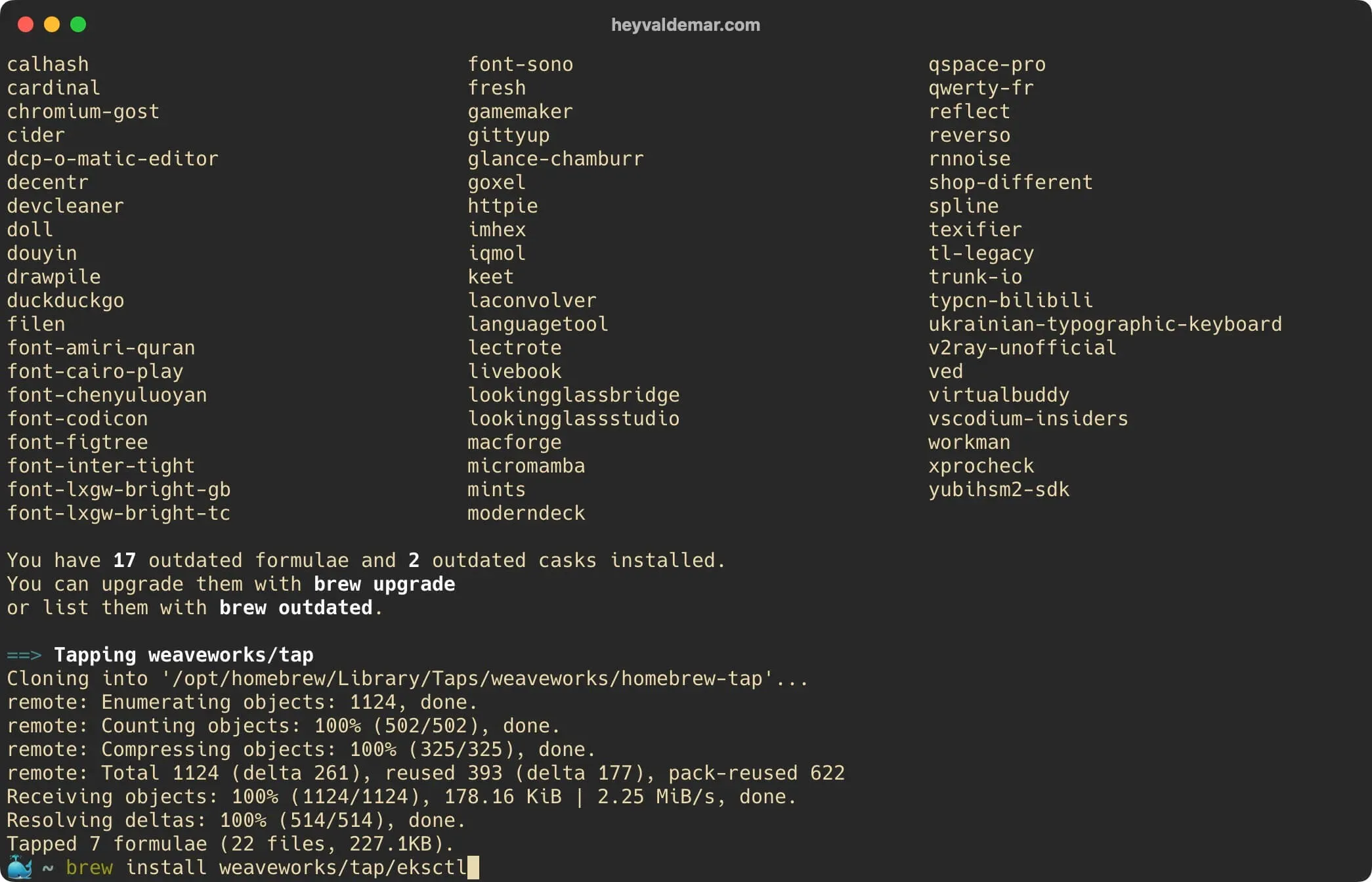 Install eksctl on macOS - Step 2