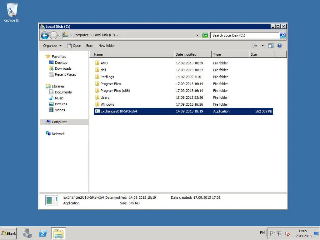 Install Exchange Server 2010 - Step 1