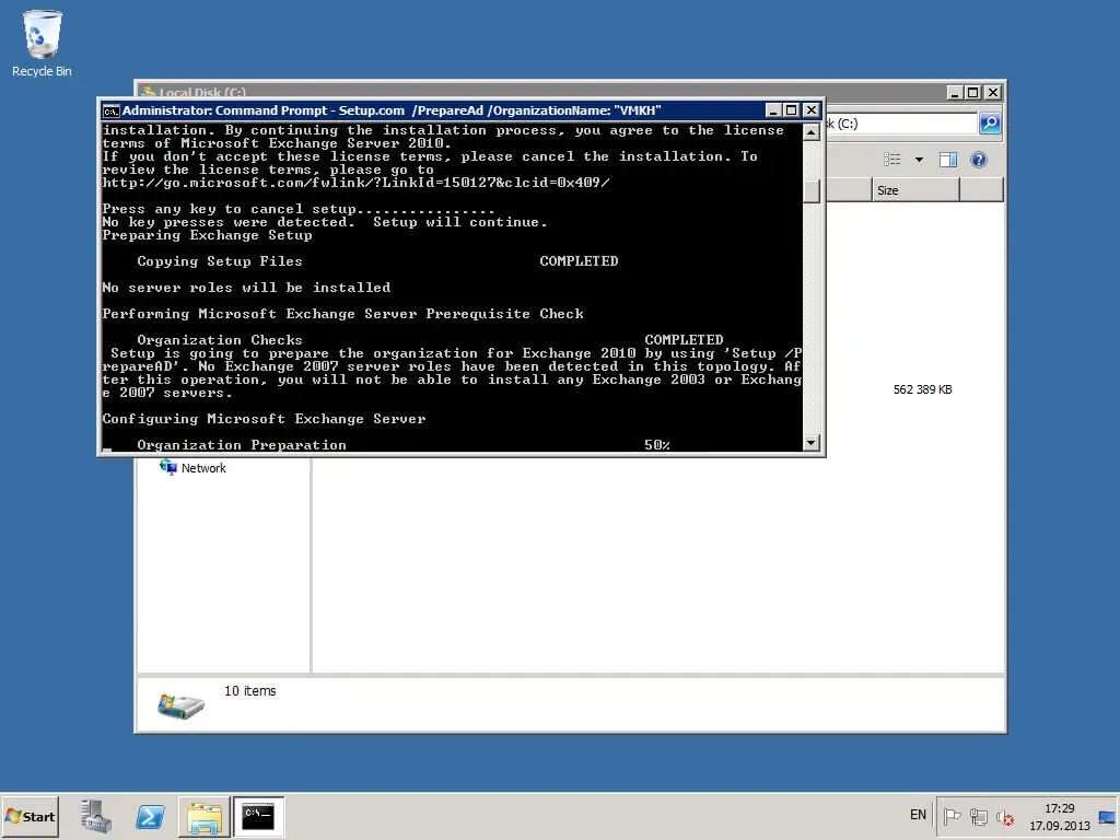 Install Exchange Server 2010 - Step 10
