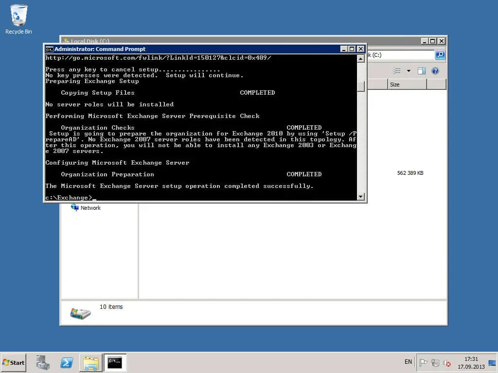 Install Exchange Server 2010 - Step 11