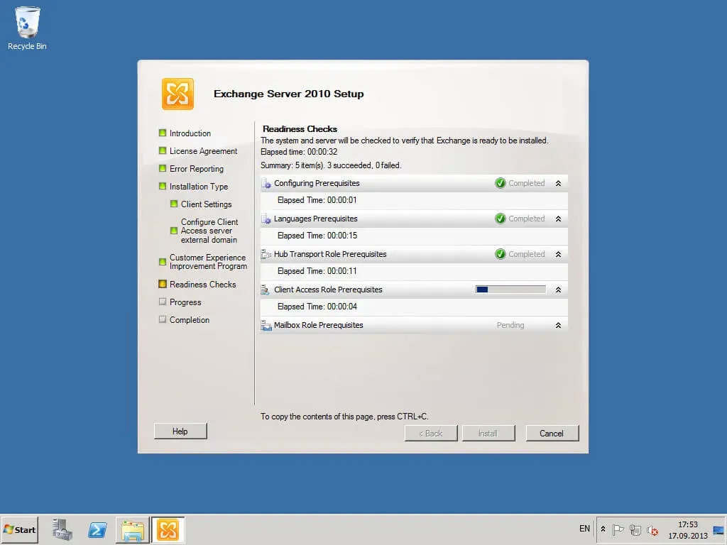Install Exchange Server 2010 - Step 35