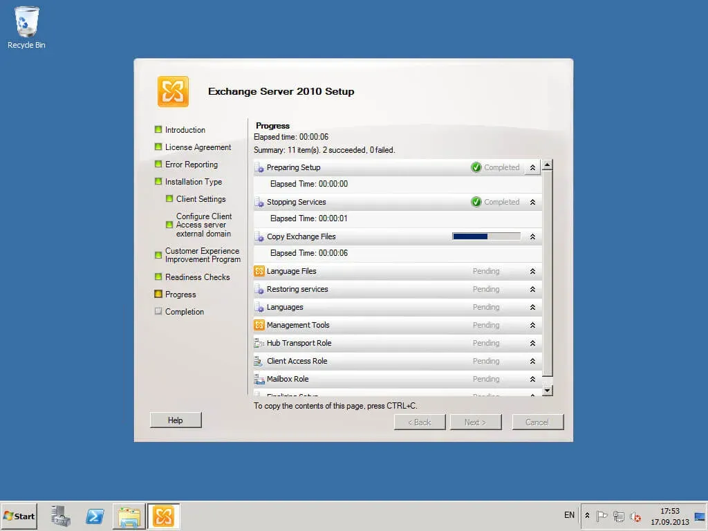 Install Exchange Server 2010 - Step 37