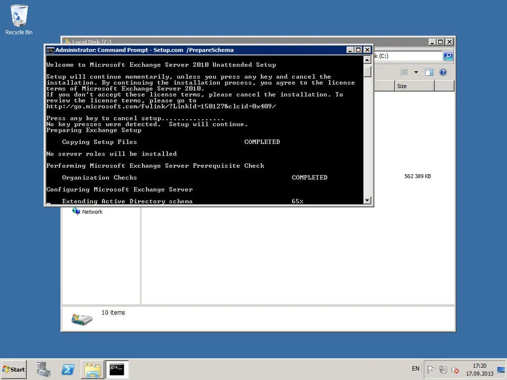 Install Exchange Server 2010 - Step 8