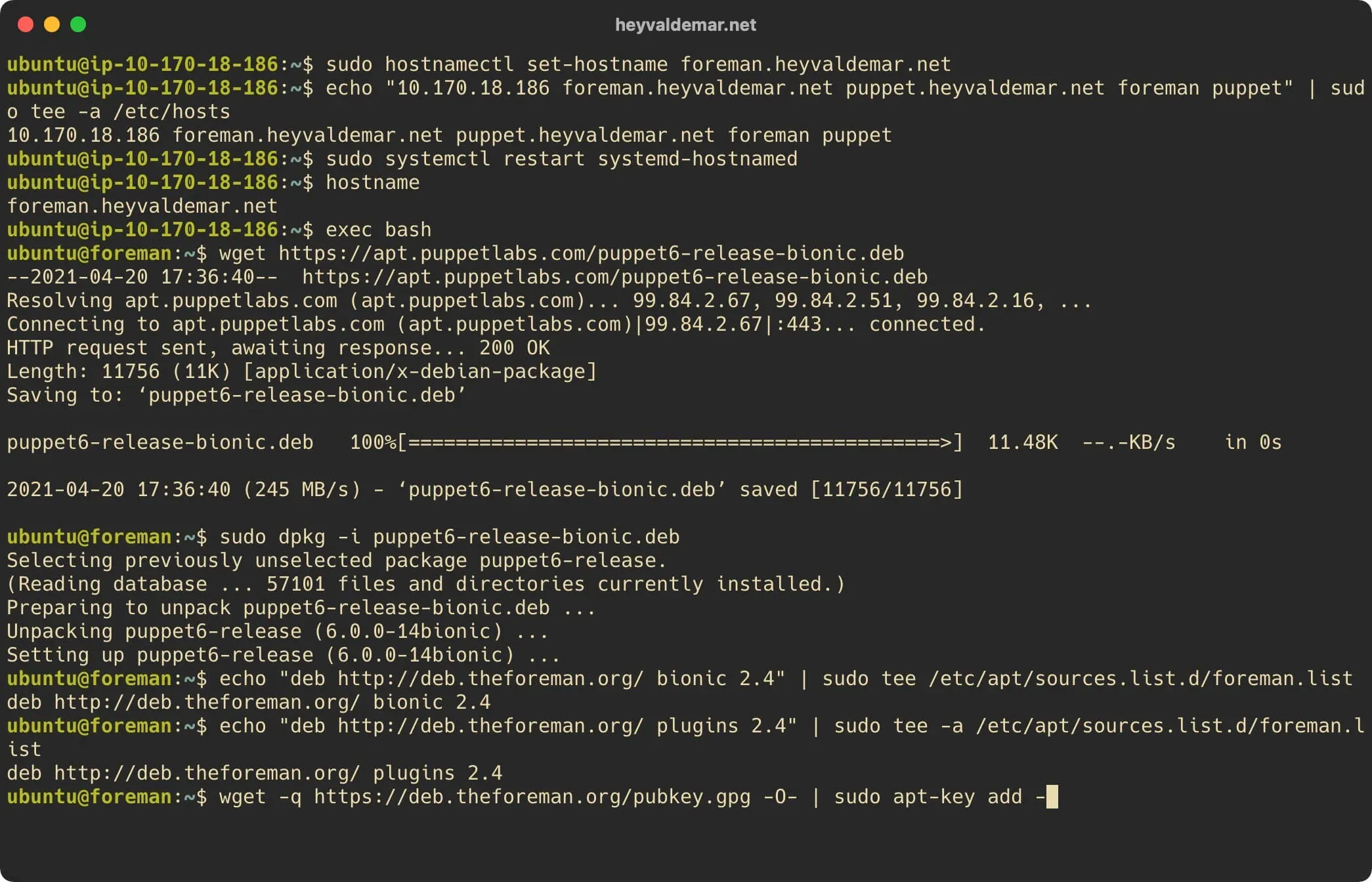 Install Foreman on Ubuntu Server - Step 10