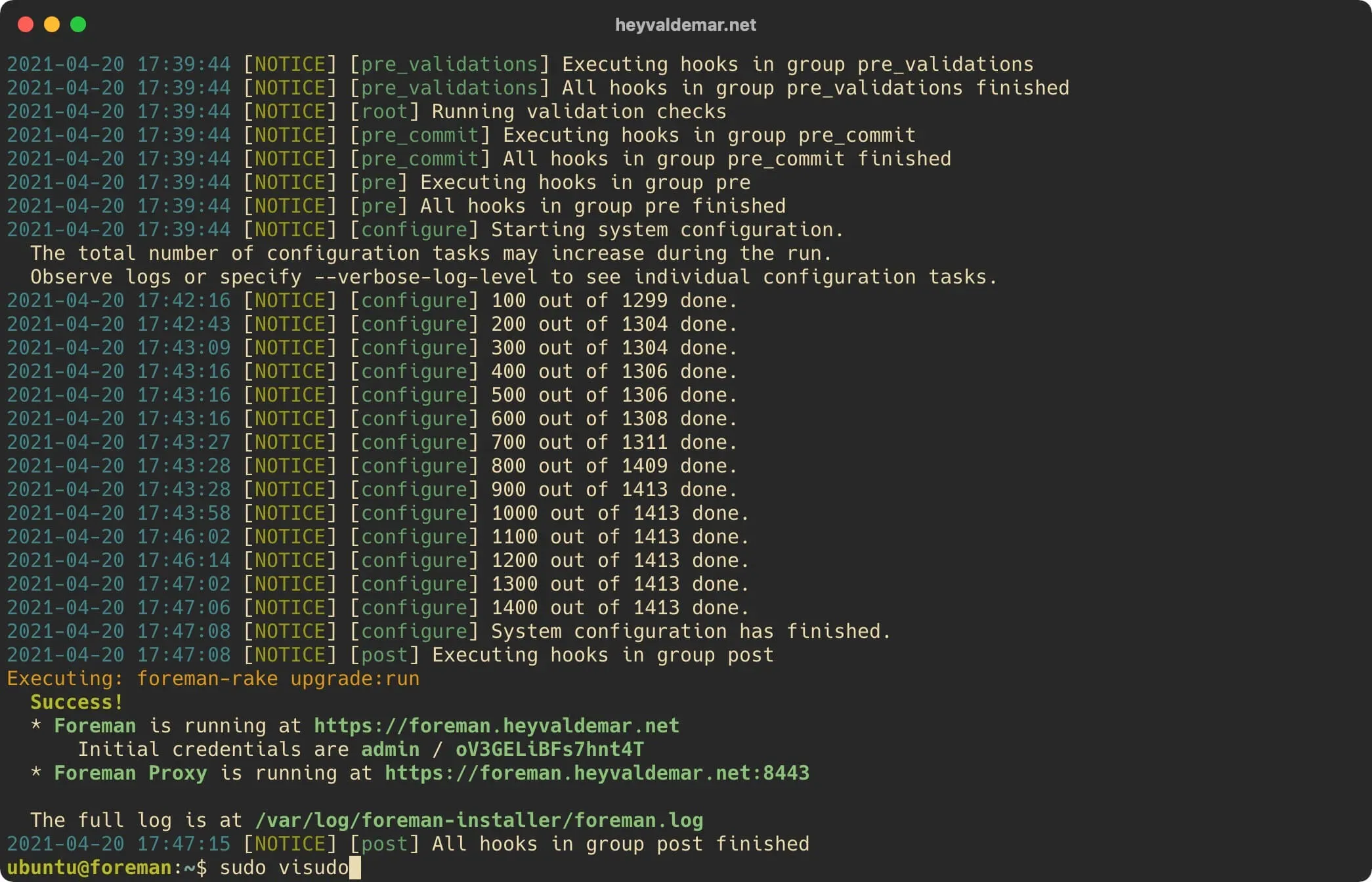 Install Foreman on Ubuntu Server - Step 14