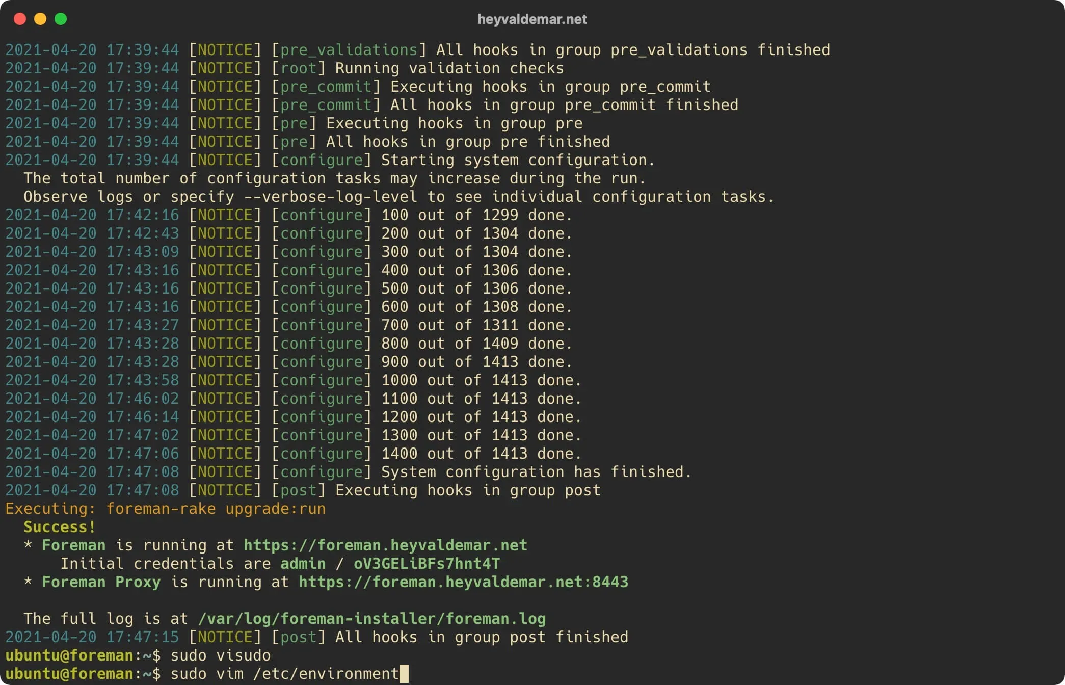 Install Foreman on Ubuntu Server - Step 18